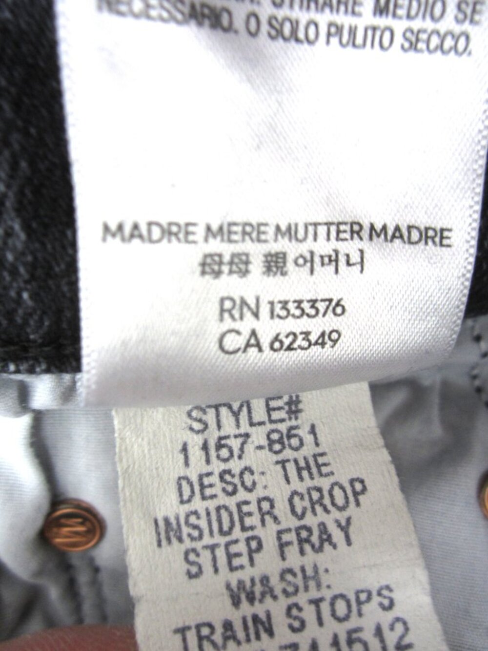 MOTHER 27 EUC The Insider Crop Step Fray Jeans Train Stops Gray Black Raw Hem - Picture 11 of 11